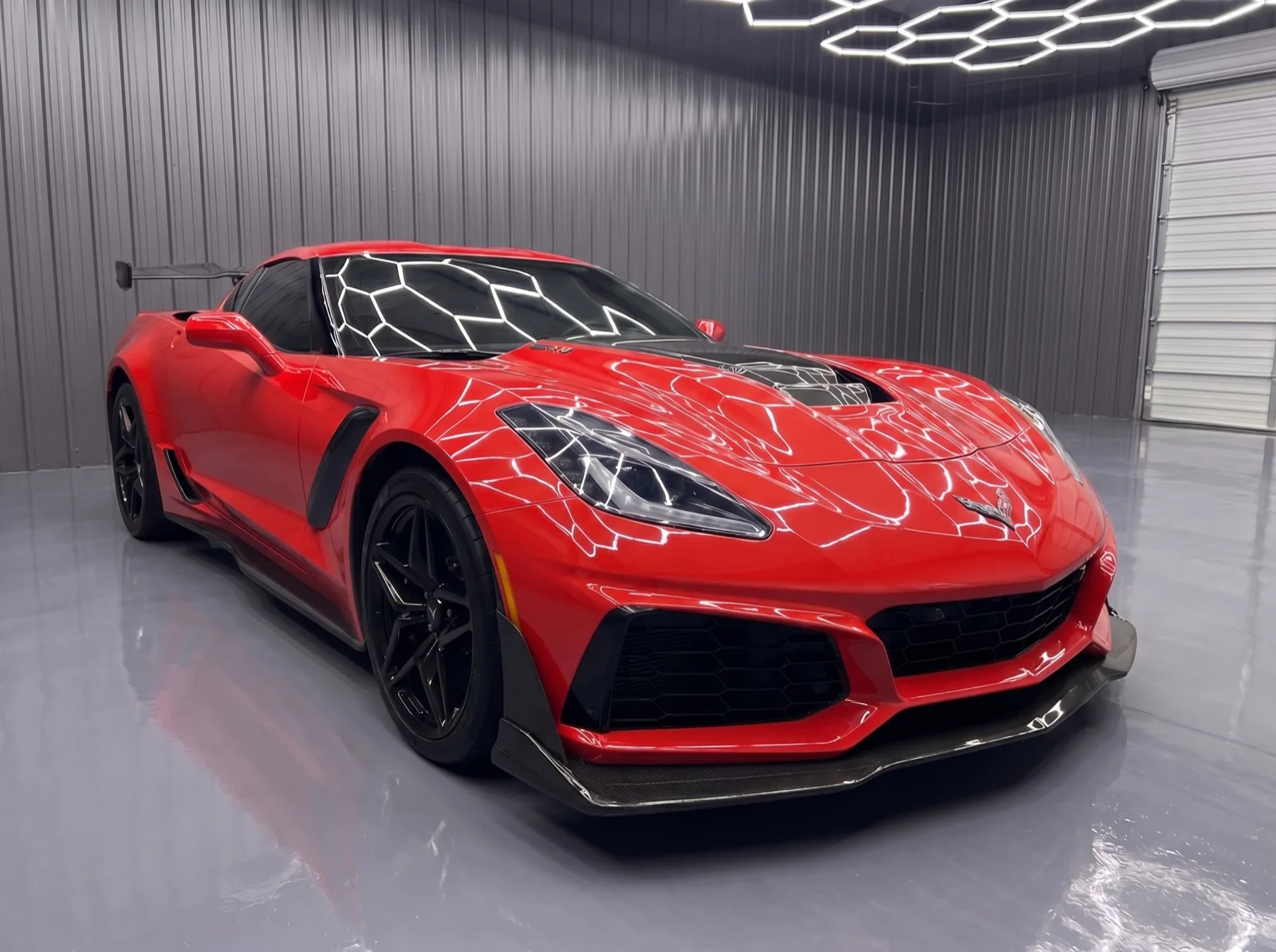 Corvette after PPF color change to red